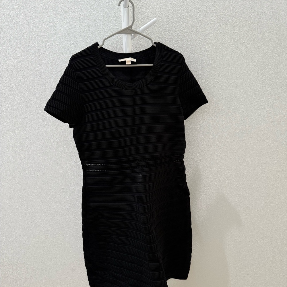 Michael Kors Black Textured Midi Dress